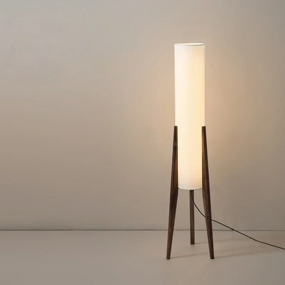 Lampadaire japonais en bois de noyer massif